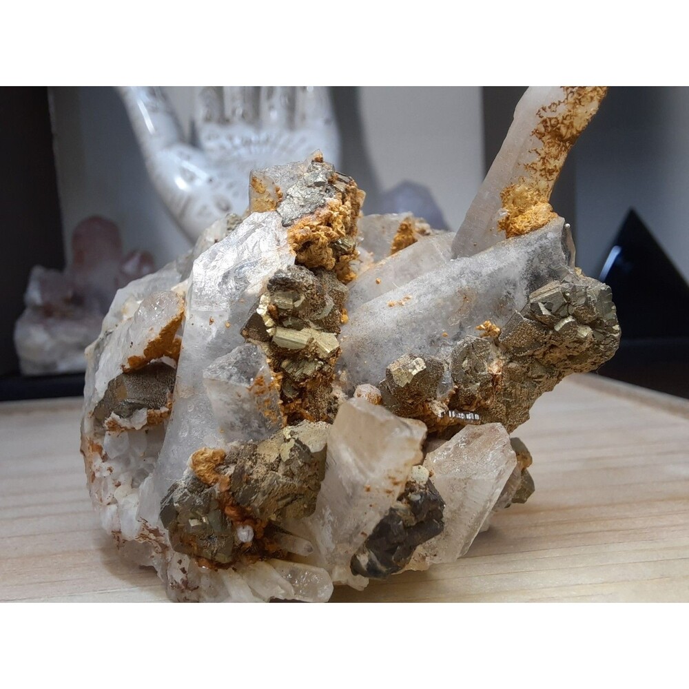 Natural Multi-Mineral Cluster: Quartz, Pyrite, Sphalerite with Golden Limonite - Picture 6 of 7